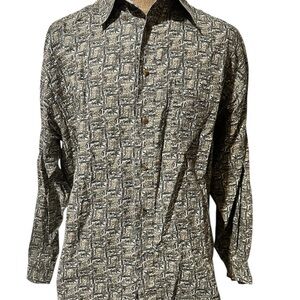 Vintage 90s Bugle Boy Company All over print button up shirt dress shirt Mens XL